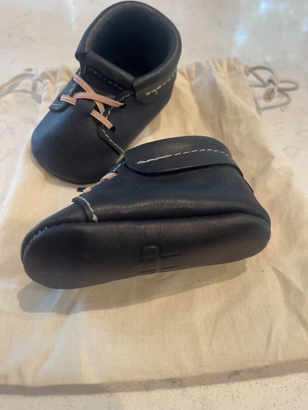 Freshly Picked Black Leather Baby Shoes